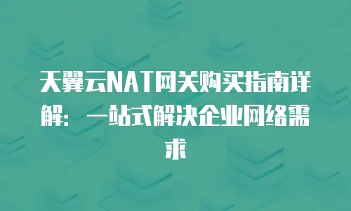 天翼云NAT网关购买指南详解：一站式解决企业网络需求