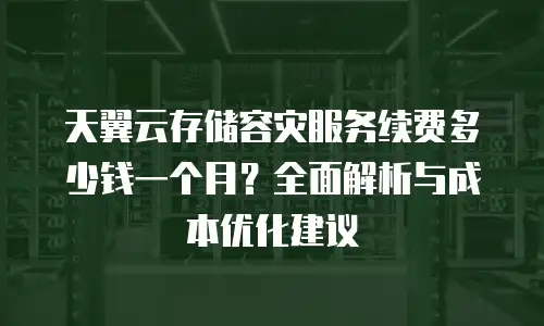 天翼云存储容灾服务续费多少钱一个月？全面解析与成本优化建议