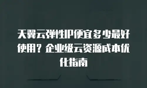 天翼云弹性IP便宜多少最好使用？企业级云资源成本优化指南