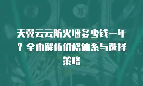 天翼云云防火墙多少钱一年？全面解析价格体系与选择策略