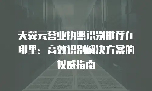 天翼云营业执照识别推荐在哪里：高效识别解决方案的权威指南