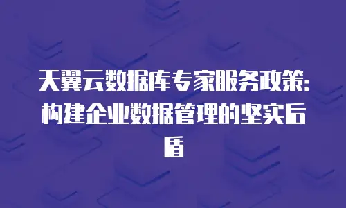 天翼云数据库专家服务政策：构建企业数据管理的坚实后盾