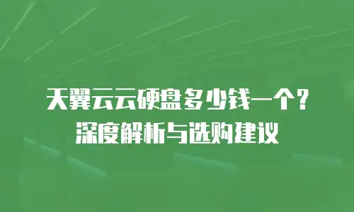 天翼云云硬盘多少钱一个？深度解析与选购建议