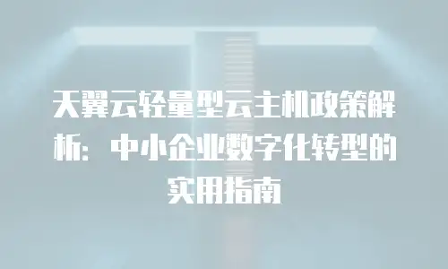 天翼云轻量型云主机政策解析：中小企业数字化转型的实用指南