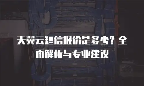 天翼云短信报价是多少？全面解析与专业建议