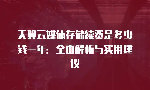 天翼云媒体存储续费是多少钱一年：全面解析与实用建议