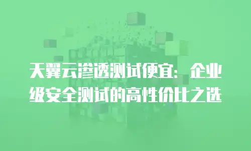 天翼云渗透测试便宜：企业级安全测试的高性价比之选