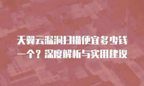 天翼云漏洞扫描便宜多少钱一个？深度解析与实用建议