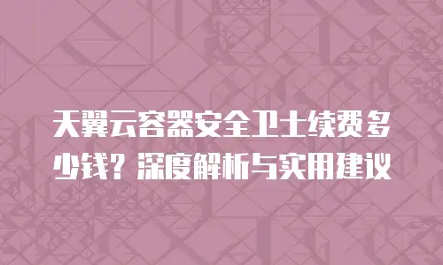 天翼云容器安全卫士续费多少钱？深度解析与实用建议