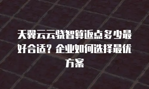天翼云云骁智算返点多少最好合适？企业如何选择最优方案