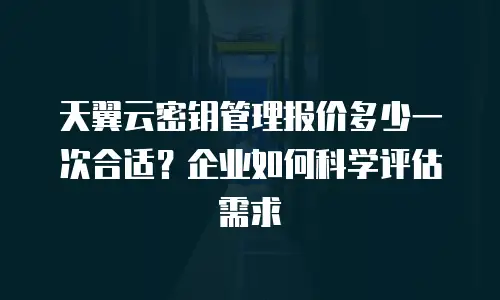 天翼云密钥管理报价多少一次合适？企业如何科学评估需求
