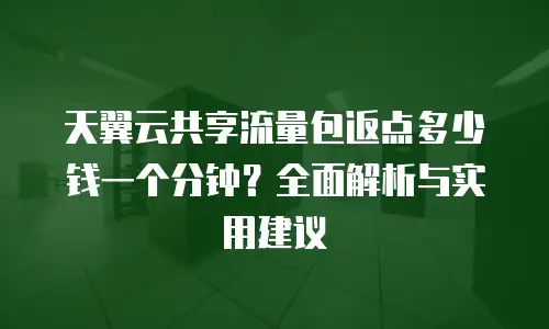 天翼云共享流量包返点多少钱一个分钟？全面解析与实用建议