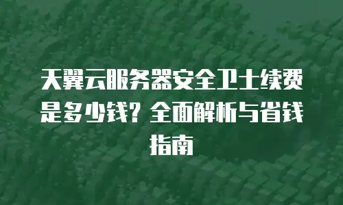 天翼云服务器安全卫士续费是多少钱？全面解析与省钱指南