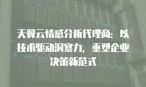 天翼云情感分析代理商：以技术驱动洞察力，重塑企业决策新范式