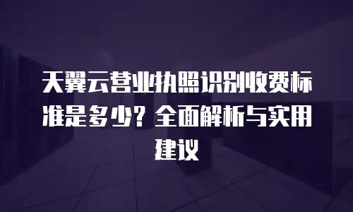 天翼云营业执照识别收费标准是多少？全面解析与实用建议