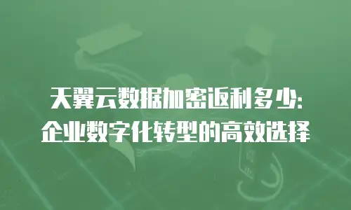 天翼云数据加密返利多少：企业数字化转型的高效选择
