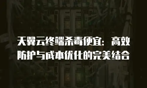 天翼云终端杀毒便宜：高效防护与成本优化的完美结合