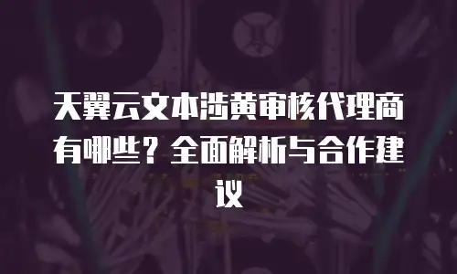 天翼云文本涉黄审核代理商有哪些？全面解析与合作建议
