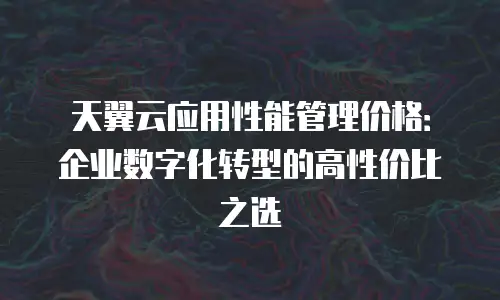 天翼云应用性能管理价格：企业数字化转型的高性价比之选