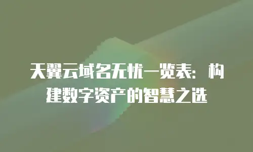 天翼云域名无忧一览表：构建数字资产的智慧之选
