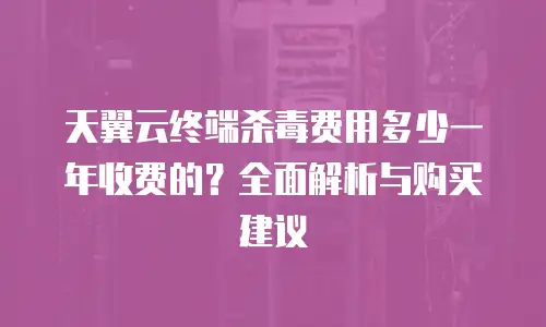 天翼云终端杀毒费用多少一年收费的？全面解析与购买建议