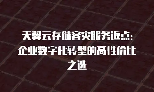 天翼云存储容灾服务返点：企业数字化转型的高性价比之选