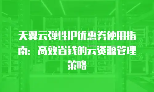 天翼云弹性IP优惠券使用指南：高效省钱的云资源管理策略
