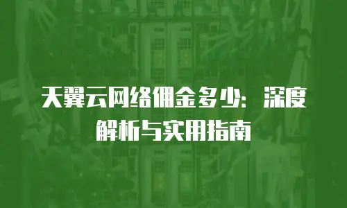 天翼云网络佣金多少：深度解析与实用指南