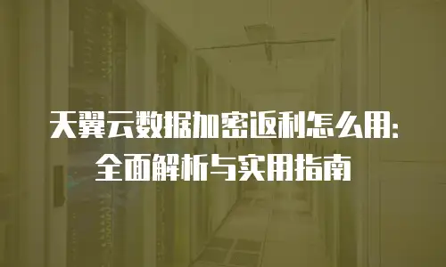 天翼云数据加密返利怎么用：全面解析与实用指南