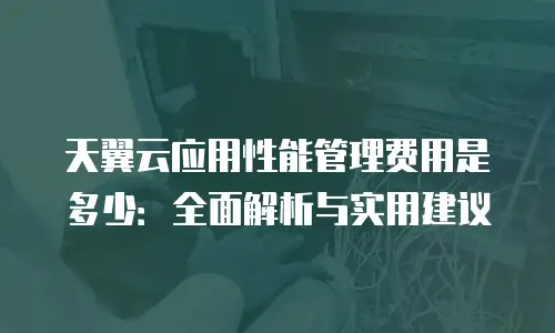 天翼云应用性能管理费用是多少：全面解析与实用建议
