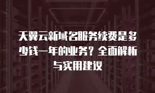 天翼云新域名服务续费是多少钱一年的业务？全面解析与实用建议
