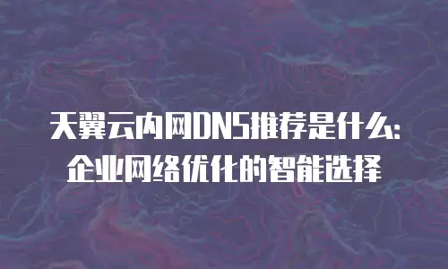 天翼云内网DNS推荐是什么：企业网络优化的智能选择