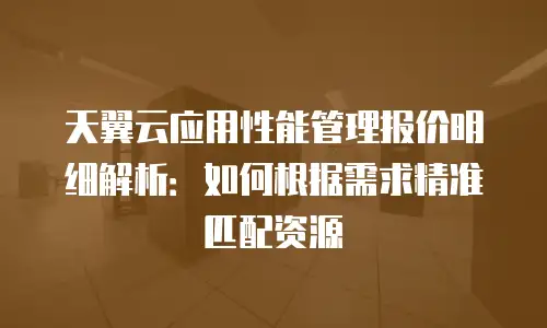 天翼云应用性能管理报价明细解析：如何根据需求精准匹配资源