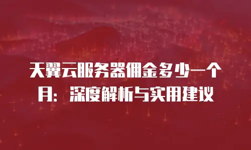 天翼云服务器佣金多少一个月：深度解析与实用建议