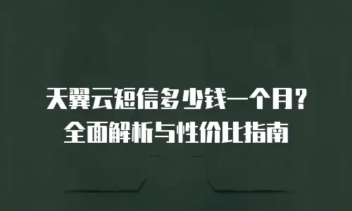 天翼云短信多少钱一个月？全面解析与性价比指南