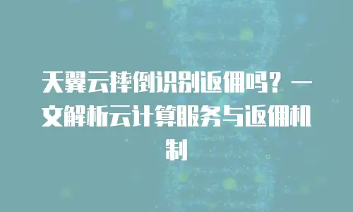 天翼云摔倒识别返佣吗？一文解析云计算服务与返佣机制