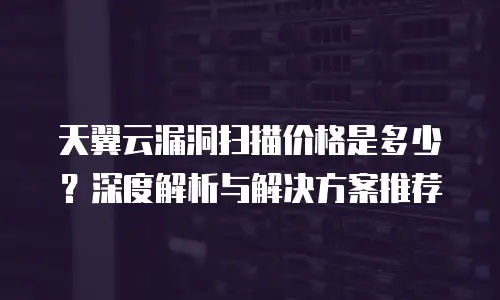 天翼云漏洞扫描价格是多少？深度解析与解决方案推荐