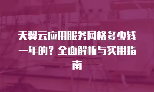 天翼云应用服务网格多少钱一年的？全面解析与实用指南
