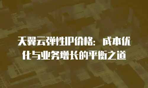 天翼云弹性IP价格：成本优化与业务增长的平衡之道