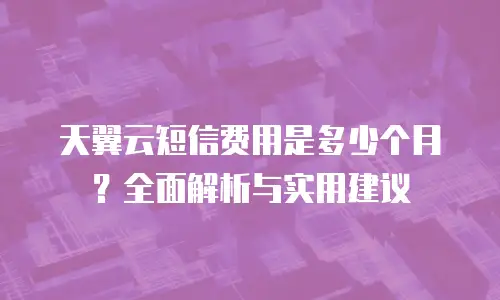 天翼云短信费用是多少个月？全面解析与实用建议