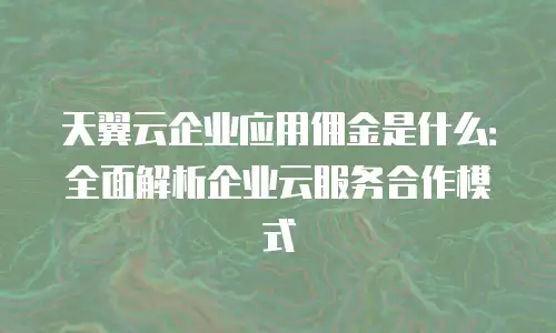 天翼云企业应用佣金是什么：全面解析企业云服务合作模式