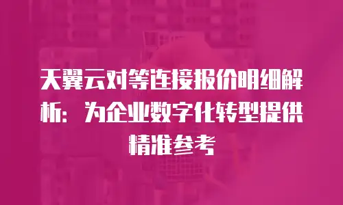 天翼云对等连接报价明细解析：为企业数字化转型提供精准参考