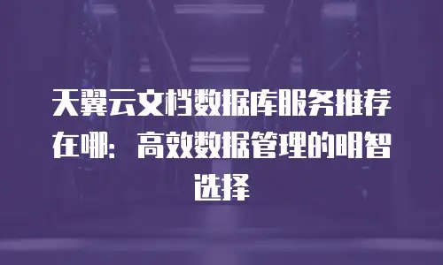 天翼云文档数据库服务推荐在哪：高效数据管理的明智选择