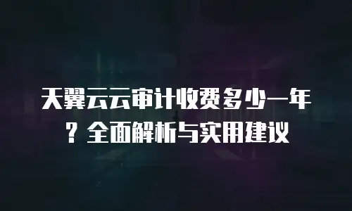 天翼云云审计收费多少一年？全面解析与实用建议