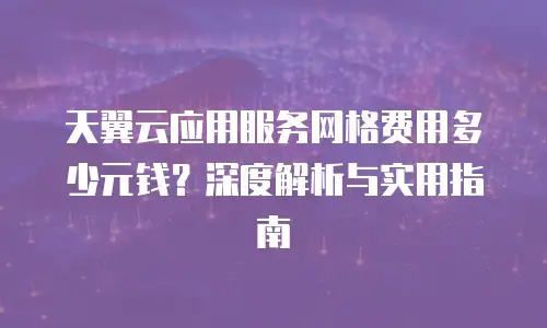 天翼云应用服务网格费用多少元钱？深度解析与实用指南