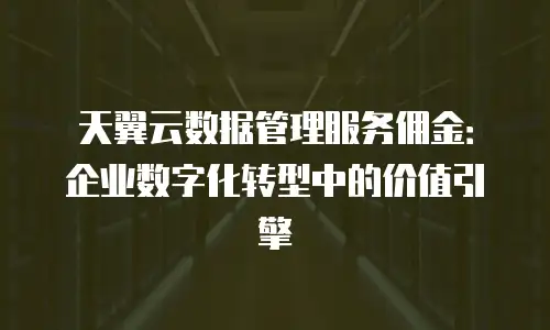 天翼云数据管理服务佣金：企业数字化转型中的价值引擎