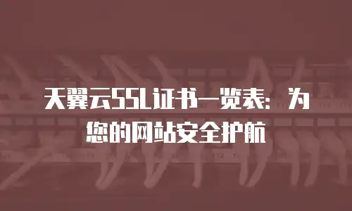 天翼云SSL证书一览表：为您的网站安全护航