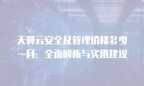 天翼云安全及管理价格多少一月：全面解析与实用建议