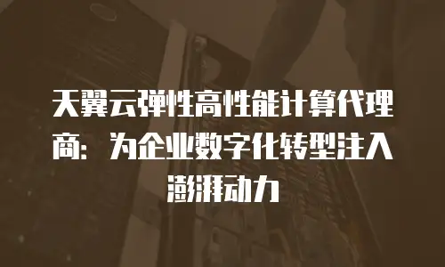 天翼云弹性高性能计算代理商：为企业数字化转型注入澎湃动力