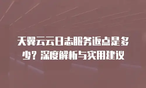 天翼云云日志服务返点是多少？深度解析与实用建议